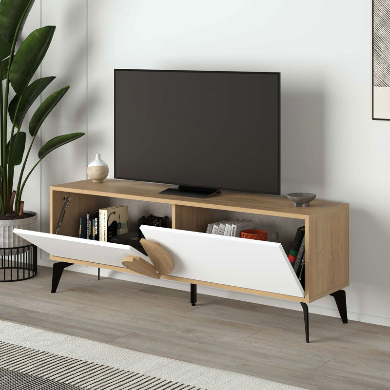 Έπιπλο τηλεόρασης Gora  χρώμα sapphire oak - λευκό 140x35,6x51εκ.