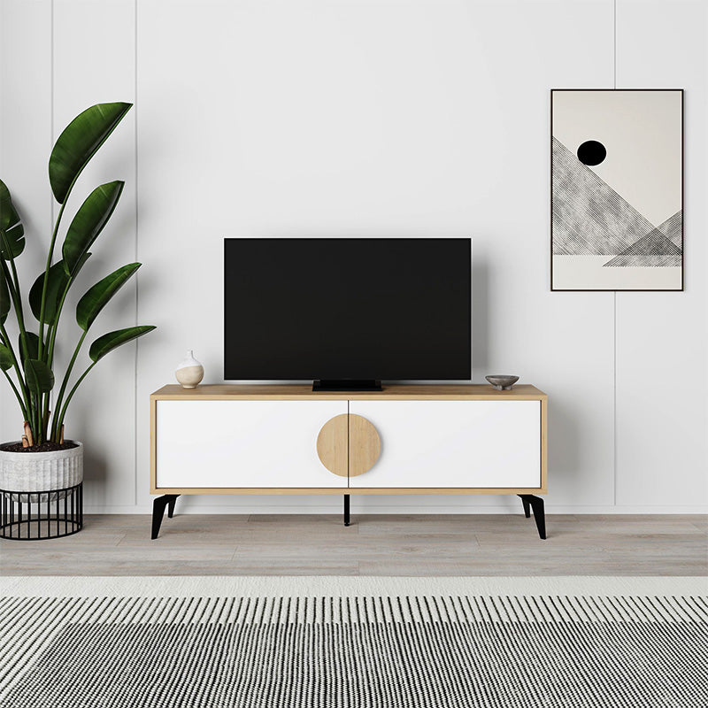 Έπιπλο τηλεόρασης Gora  χρώμα sapphire oak - λευκό 140x35,6x51εκ.
