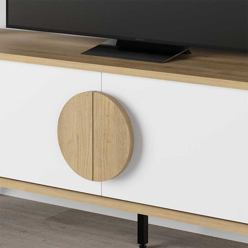 Έπιπλο τηλεόρασης Gora  χρώμα sapphire oak - λευκό 140x35,6x51εκ.