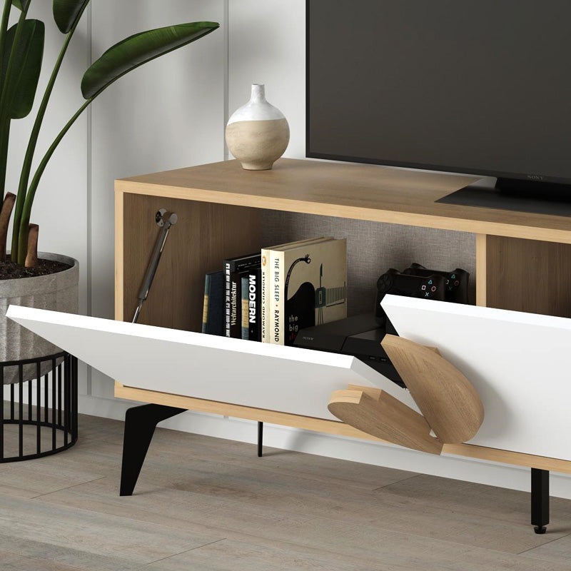 Έπιπλο τηλεόρασης Gora  χρώμα sapphire oak - λευκό 140x35,6x51εκ.