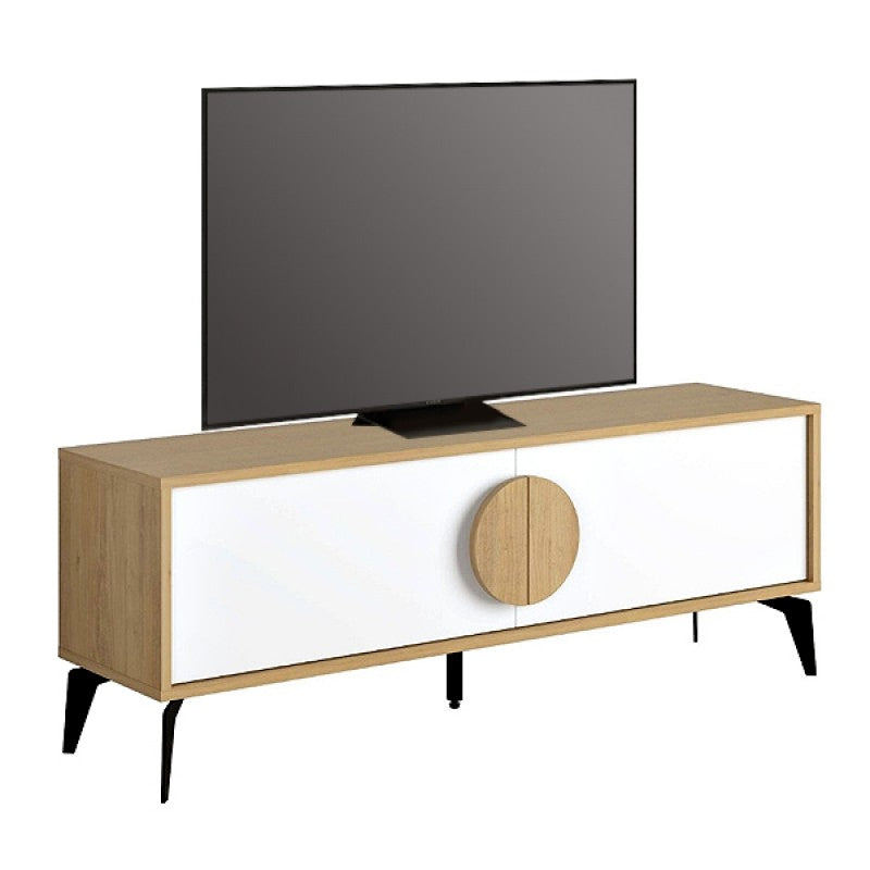 Έπιπλο τηλεόρασης Gora  χρώμα sapphire oak - λευκό 140x35,6x51εκ.