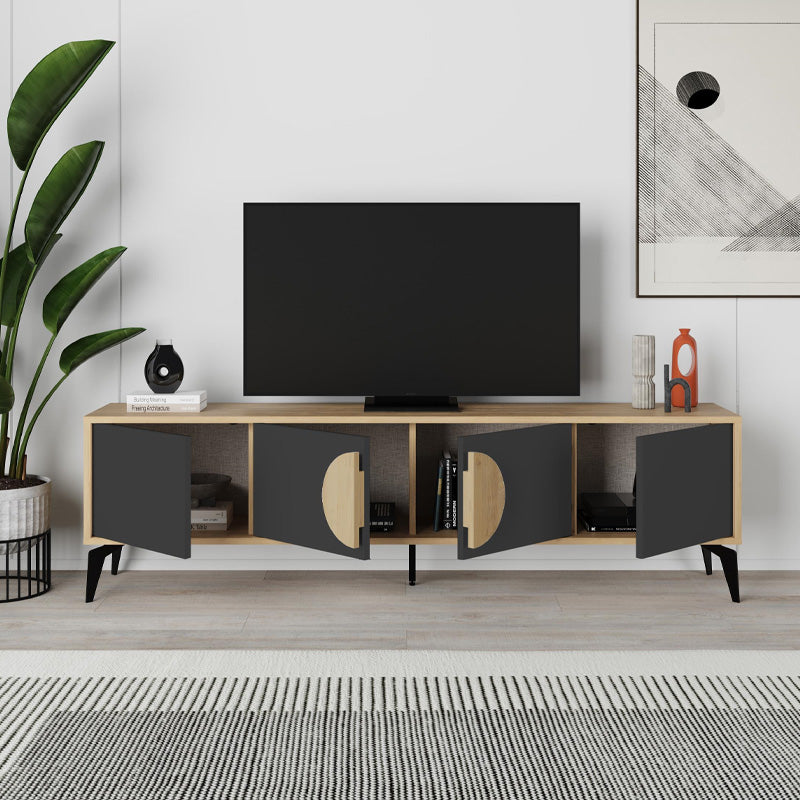 Έπιπλο τηλεόρασης Gora  χρώμα sapphire oak - silky black 180x35,6x51εκ.