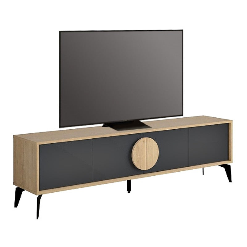Έπιπλο τηλεόρασης Gora  χρώμα sapphire oak - silky black 180x35,6x51εκ.