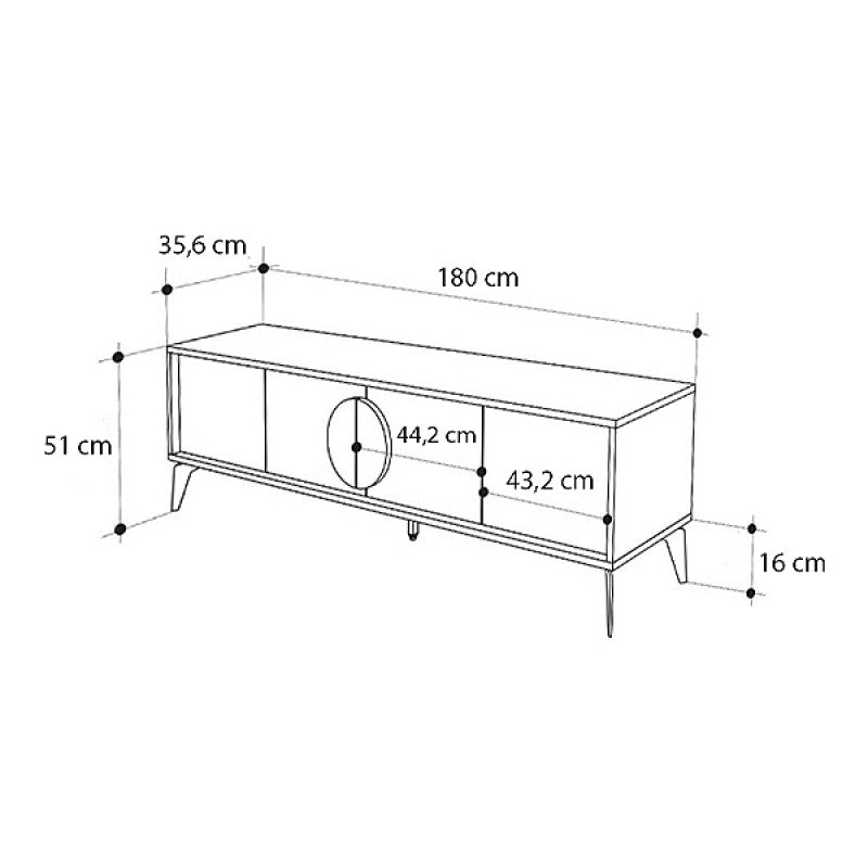 Έπιπλο τηλεόρασης Gora  χρώμα sapphire oak - λευκό 180x35,6x51εκ.