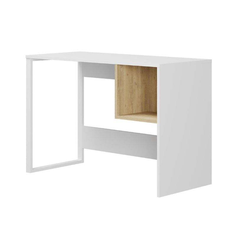 Γραφείο εργασίας Cubo  χρώμα λευκό - sapphire oak 110x50x75εκ. - Pakobazaar