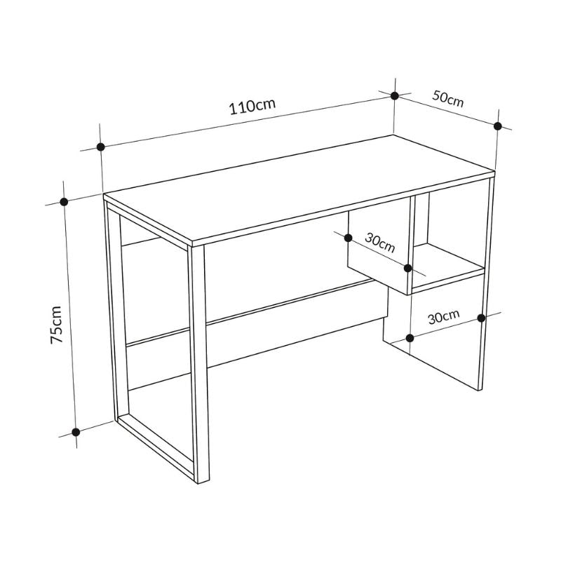 Γραφείο εργασίας Cubo  χρώμα λευκό - sapphire oak 110x50x75εκ. - Pakobazaar