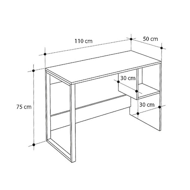 Γραφείο εργασίας Cubo  χρώμα λευκό - sapphire oak 110x50x75εκ.