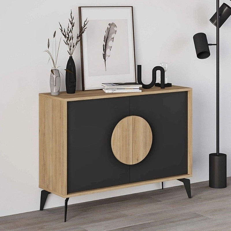 Μπουφές Gora  χρώμα sapphire oak - silky black 110x40x82εκ.