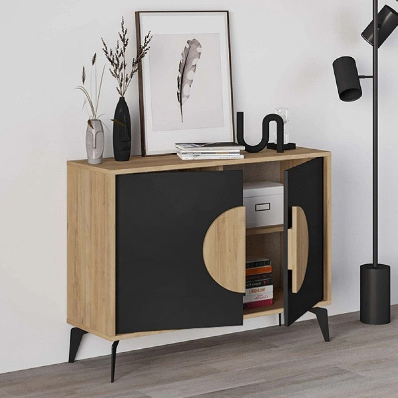 Μπουφές Gora  χρώμα sapphire oak - silky black 110x40x82εκ.