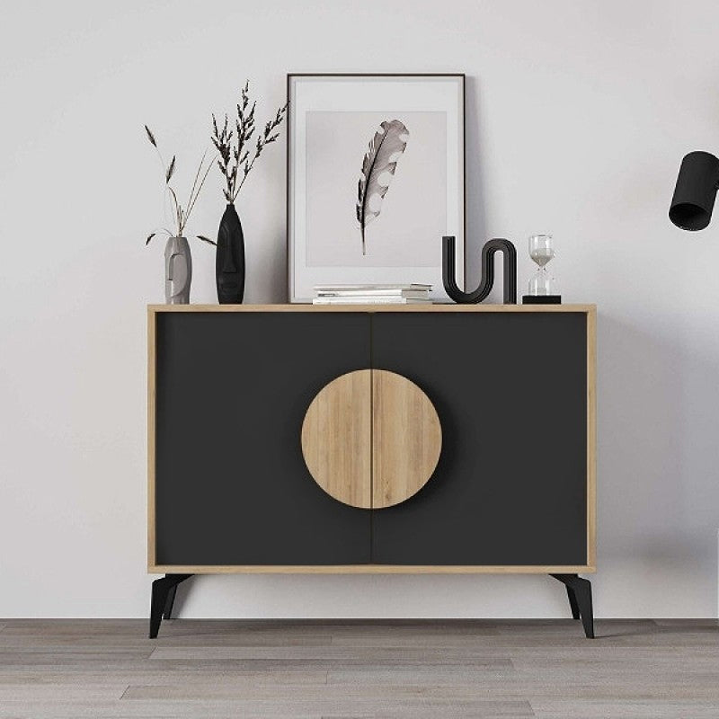 Μπουφές Gora  χρώμα sapphire oak - silky black 110x40x82εκ.