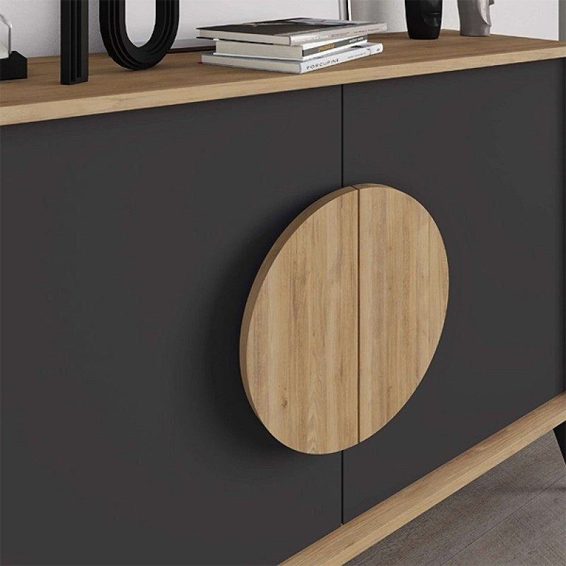 Μπουφές Gora  χρώμα sapphire oak - silky black 110x40x82εκ.