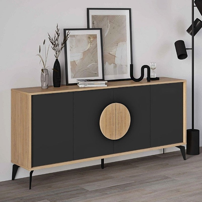 Μπουφές Gora  χρώμα sapphire oak - silky black 180x40x82εκ.