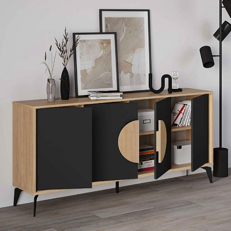 Μπουφές Gora  χρώμα sapphire oak - silky black 180x40x82εκ.