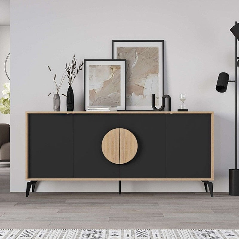 Μπουφές Gora  χρώμα sapphire oak - silky black 180x40x82εκ.