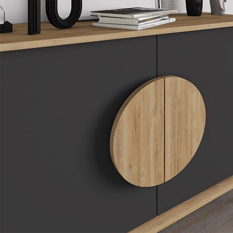 Μπουφές Gora  χρώμα sapphire oak - silky black 180x40x82εκ.
