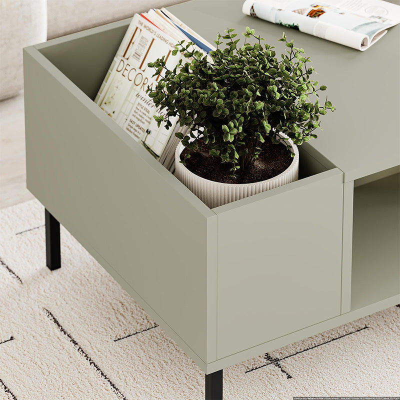Τραπεζάκι σαλονιού Vena  χρώμα ash green 100x60x42εκ.