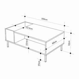 Τραπεζάκι σαλονιού Vena  χρώμα ash green 100x60x42εκ.