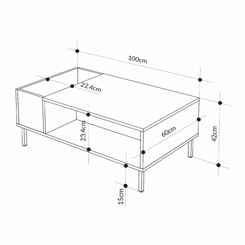 Τραπεζάκι σαλονιού Vena  χρώμα ash green 100x60x42εκ.