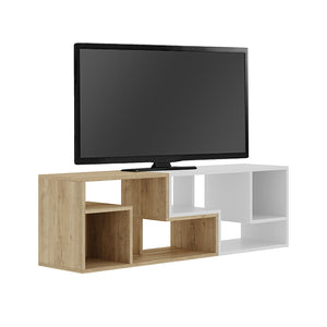 Έπιπλο τηλεόρασης Glis  πολυμορφικό χρώμα sapphire oak - λευκό 145x35x44,8εκ. - Pakobazaar