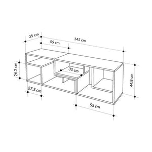 Έπιπλο τηλεόρασης Glis  πολυμορφικό χρώμα sapphire oak - λευκό 145x35x44,8εκ. - Pakobazaar