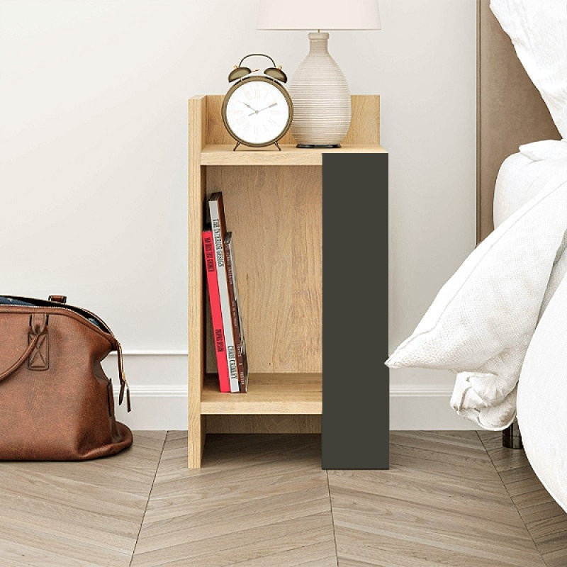 Κομοδίνο Elos  αριστερό χρώμα sapphire oak - ανθρακί 25x27x60εκ.