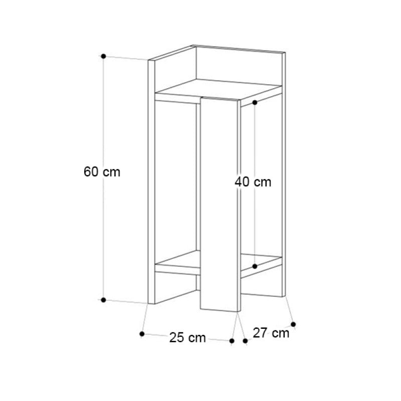 Κομοδίνο Elos  αριστερό χρώμα black wood 25x27x60εκ.