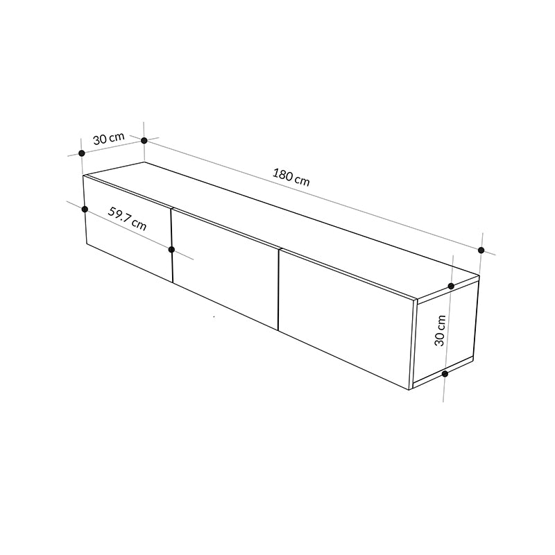 Έπιπλο τηλεόρασης επιτοίχιο Francy  χρώμα ash green 180x30x30εκ.