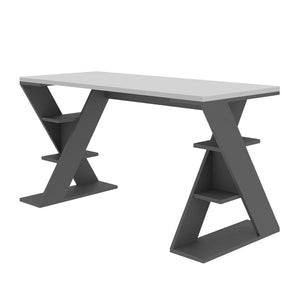 Γραφείο εργασίας Papillon  χρώμα ανθρακί - λευκό 137x60x75εκ