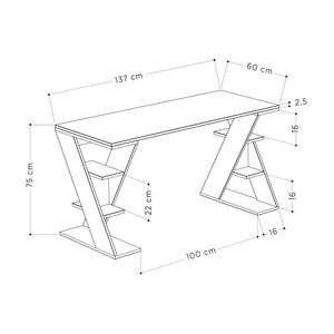 Γραφείο εργασίας Papillon  χρώμα ανθρακί - λευκό 137x60x75εκ