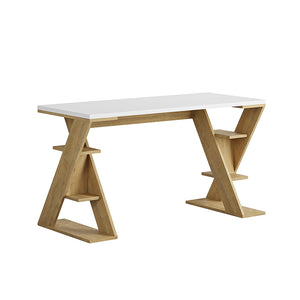 Γραφείο εργασίας Papillon  χρώμα sapphire oak - λευκό 137x60x75εκ