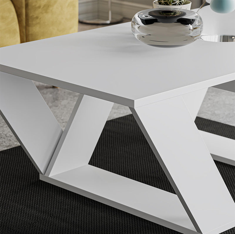 Τραπεζάκι σαλονιού Pipra  χρώμα λευκό 110x60x40εκ.