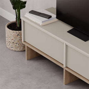 Έπιπλο τηλεόρασης Yuki  χρώμα sandstone - sepet oak 118x35x40,6εκ.