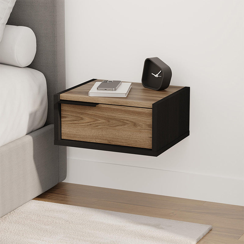 Κομοδίνο επιτοίχιο Eco  χρώμα black wood - καρυδί 40x33x18,5εκ.