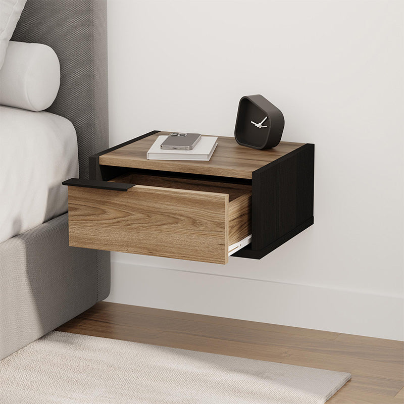 Κομοδίνο επιτοίχιο Eco  χρώμα black wood - καρυδί 40x33x18,5εκ.