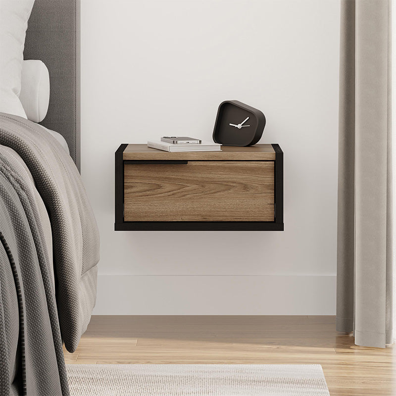 Κομοδίνο επιτοίχιο Eco  χρώμα black wood - καρυδί 40x33x18,5εκ.