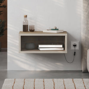 Κομοδίνο επιτοίχιο Brik  με LED χρώμα καρυδί Ud - sandstone 45x30x18εκ.
