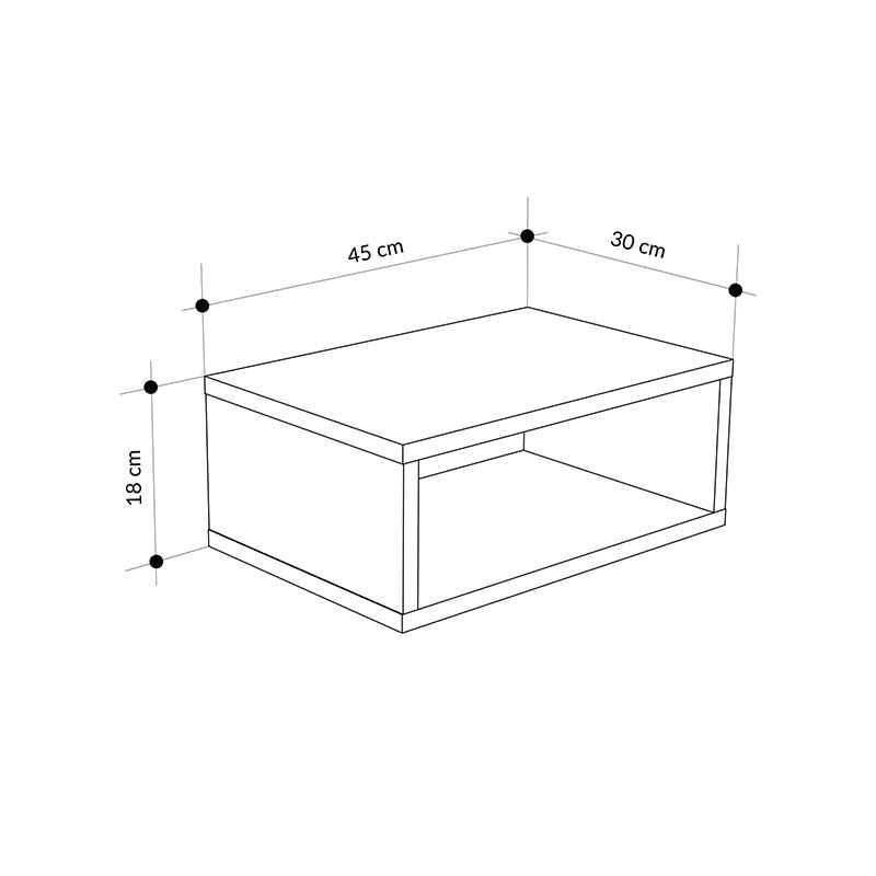 Κομοδίνο επιτοίχιο Brik  με LED χρώμα καρυδί - sandstone 45x30x18εκ.