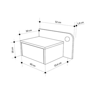 Κομοδίνο επιτοίχιο Dotta  με LED χρώμα light oak 52x33,6x28εκ.