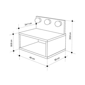 Κομοδίνο επιτοίχιο Treo  με LED χρώμα λευκό 40x30x33,8εκ.