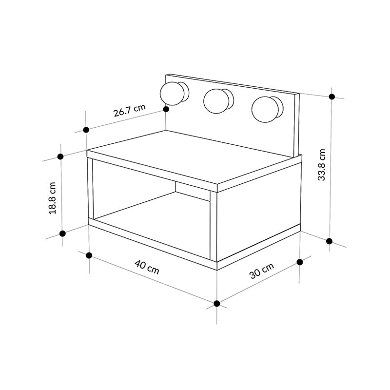 Κομοδίνο επιτοίχιο Treo  με LED χρώμα λευκό 40x30x33,8εκ.