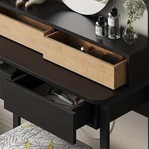 Τουαλέτα με καθρέπτη Lora  με LED χρώμα μαύρο - sapphire oak 96x40x133,4εκ.