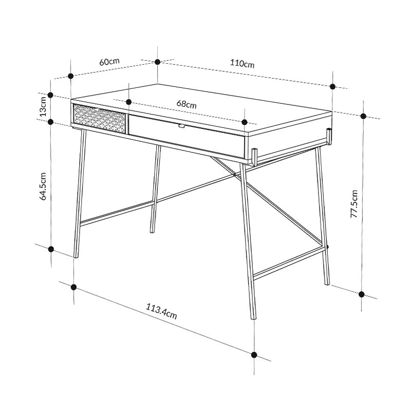 Γραφείο εργασίας Naive  χρώμα sapphire oak 113,4x60x77,5εκ.