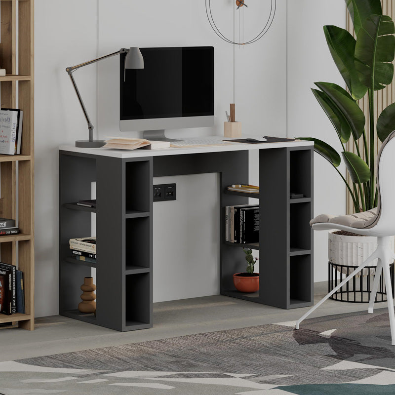 Γραφείο εργασίας Colmar  χρώμα ανθρακί - λευκό 106x50x75εκ. - Pakobazaar