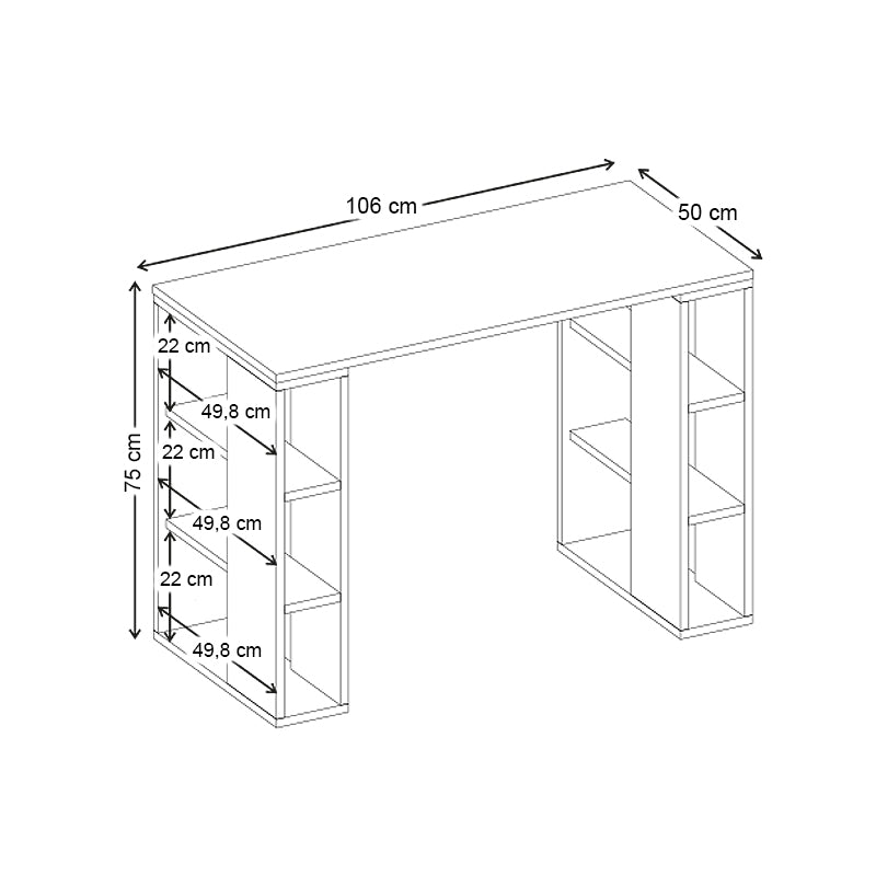Γραφείο εργασίας Colmar  χρώμα ανθρακί - λευκό 106x50x75εκ. - Pakobazaar