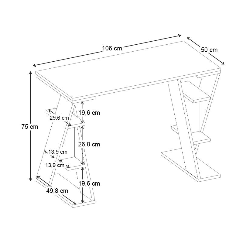 Γραφείο εργασίας Papillon  χρώμα ανθρακί 106x50x75εκ - Pakobazaar