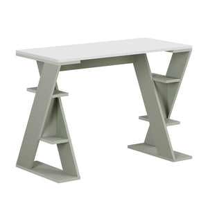 Γραφείο εργασίας Papillon  χρώμα ash green - λευκό 106x50x75εκ - Pakobazaar