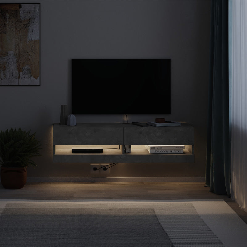 Έπιπλο τηλεόρασης επιτοίχιο Moon  με LED χρώμα γκρι ρετρό 120x33,8x30εκ. - Pakobazaar