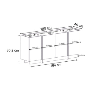 Μπουφές Dorma  χρώμα καρυδί milano 180x45x80,2εκ. - Pakobazaar