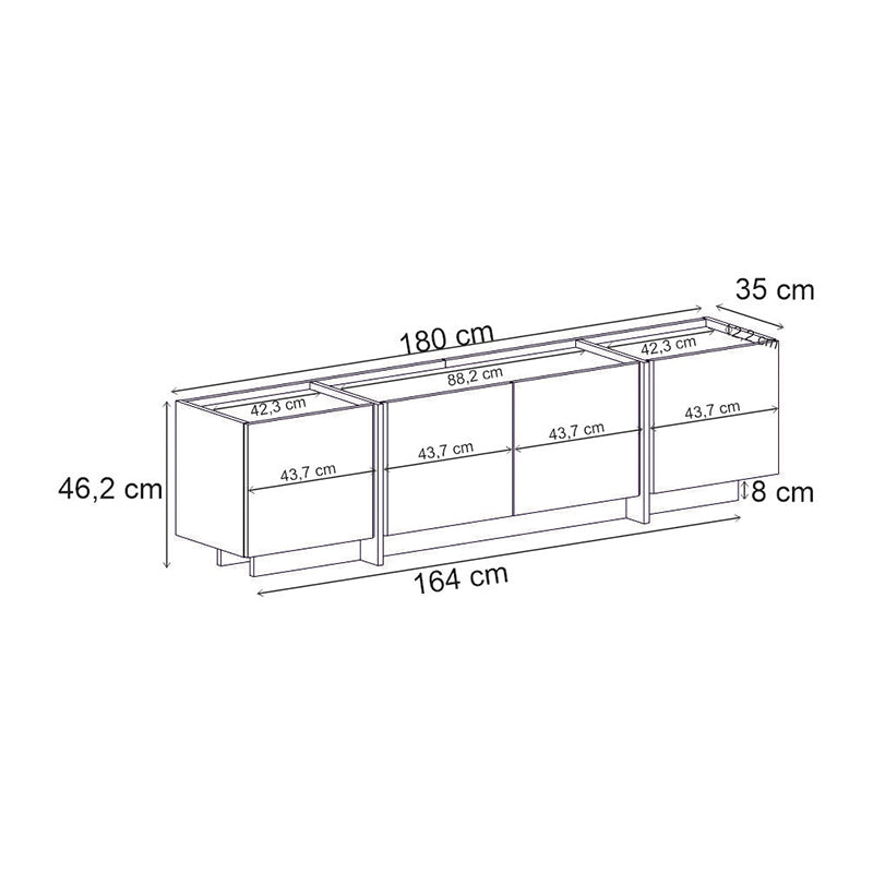 Έπιπλο τηλεόρασης Lowen  χρώμα καρυδί milano 180x35x46,2εκ.