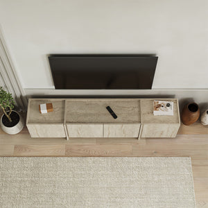 Έπιπλο τηλεόρασης Lowen  χρώμα travertine 180x35x46,2εκ. - Pakobazaar